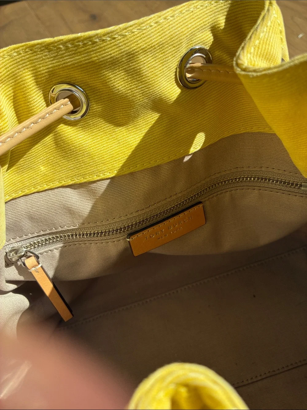 Tory Burch Charlie Yellow Quilted Denim Bag